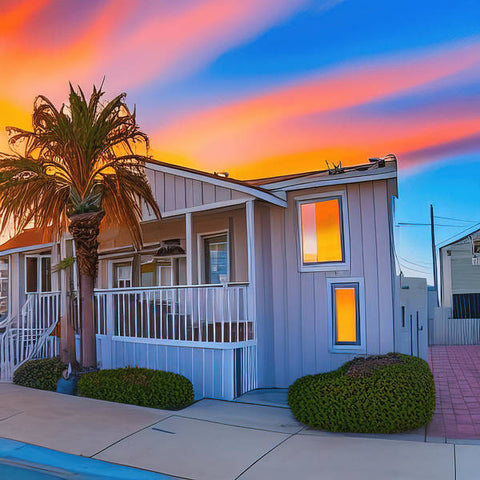 An empty town home at sunset in the ocean in San Diego