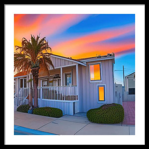 San Diego Sunset, An Empty Home - Framed Print