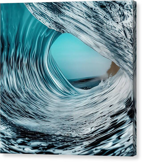 An ocean wave with a blue boogie board and a white surfboard