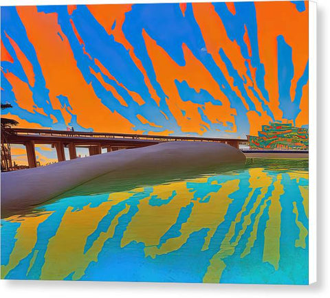 Orange Raft on Riverscape - Canvas Print
