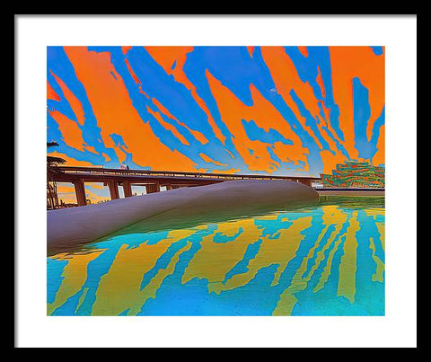 Orange Raft on Riverscape - Framed Print