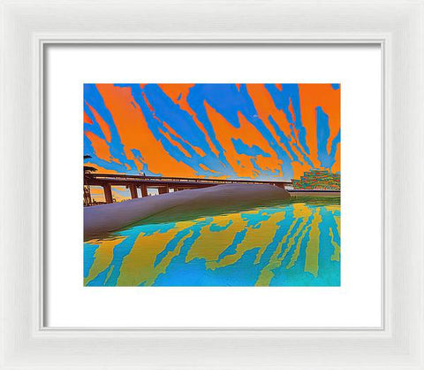 Orange Raft on Riverscape - Framed Print