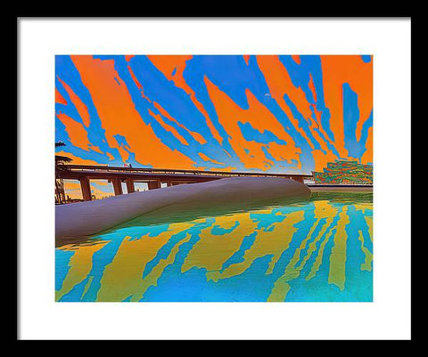 Orange Raft on Riverscape - Framed Print