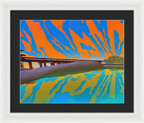 Orange Raft on Riverscape - Framed Print