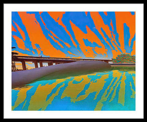 Orange Raft on Riverscape - Framed Print