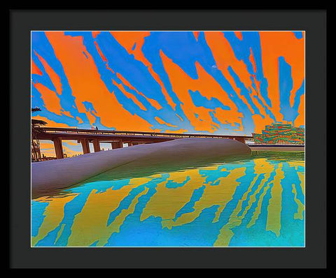 Orange Raft on Riverscape - Framed Print