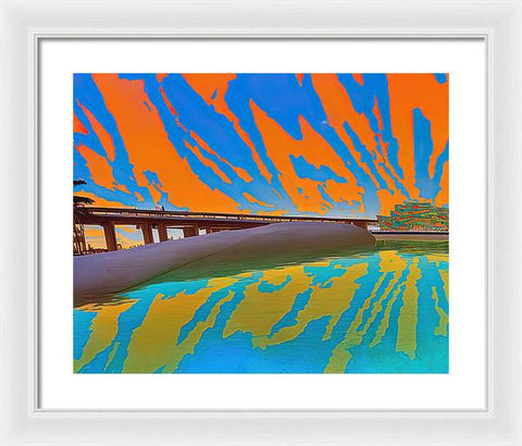 Orange Raft on Riverscape - Framed Print