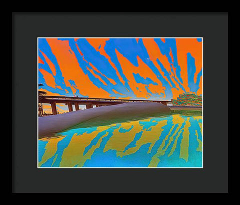 Orange Raft on Riverscape - Framed Print