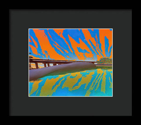 Orange Raft on Riverscape - Framed Print