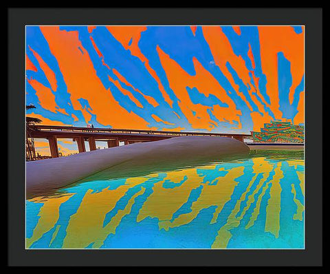 Orange Raft on Riverscape - Framed Print