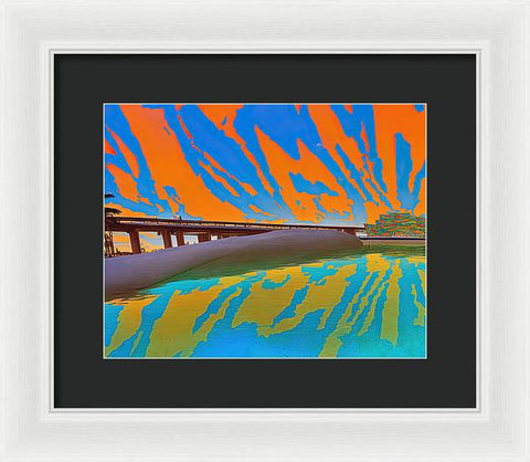 Orange Raft on Riverscape - Framed Print