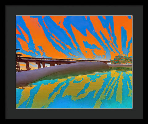 Orange Raft on Riverscape - Framed Print