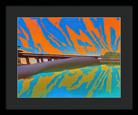 Orange Raft on Riverscape - Framed Print