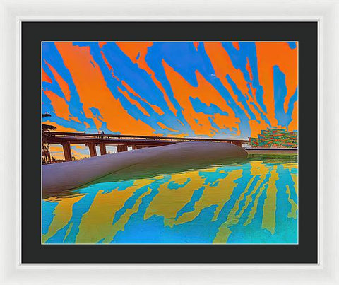 Orange Raft on Riverscape - Framed Print