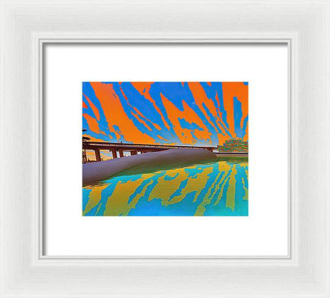 Orange Raft on Riverscape - Framed Print