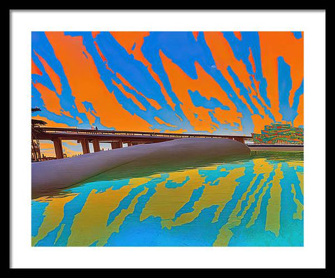 Orange Raft on Riverscape - Framed Print