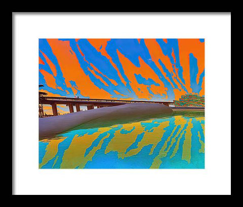 Orange Raft on Riverscape - Framed Print