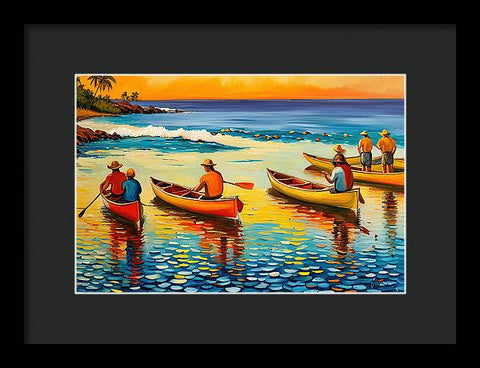 Beautiful Impressionist Painting with Reflective Water and Stunning Colors - Framed Print