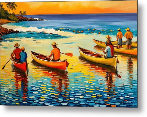 Beautiful Impressionist Painting with Reflective Water and Stunning Colors - Metal Print