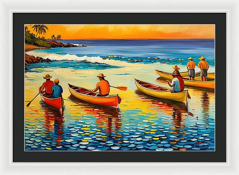 Beautiful Impressionist Painting with Reflective Water and Stunning Colors - Framed Print
