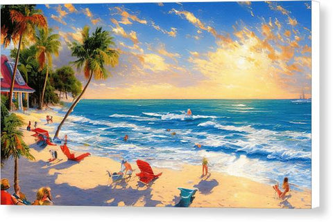 Beautiful Stunning Beach Painting - Canvas Print