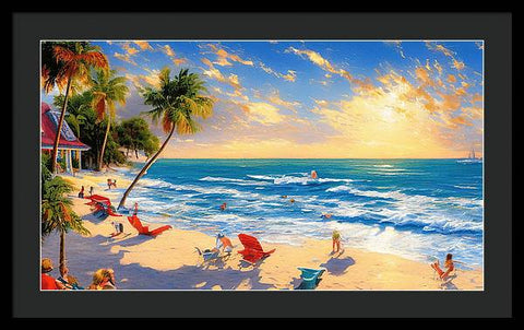 Beautiful Stunning Beach Painting - Framed Print
