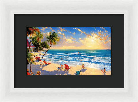 Beautiful Stunning Beach Painting - Framed Print