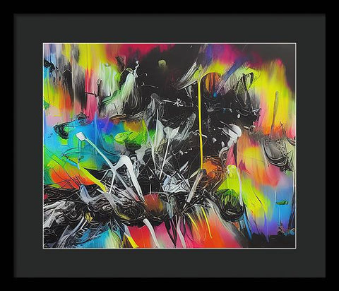 An art print with spray painted pictures of graffiti on it.