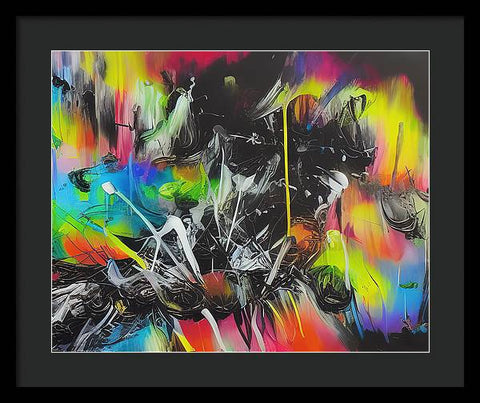 A print of an abstract painting that is spray painted in acrylic.
