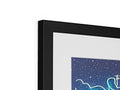 There is a print of an abstract painting hanging in a frame