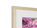 A picture of peonies on a picture frame with a piece of wood in the middle