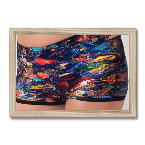 Art print photos of couple of people in surfboard shorts.