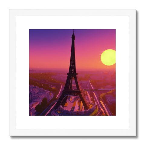 Art print of the skyline of France with the Eiffel Tower in a foreground.