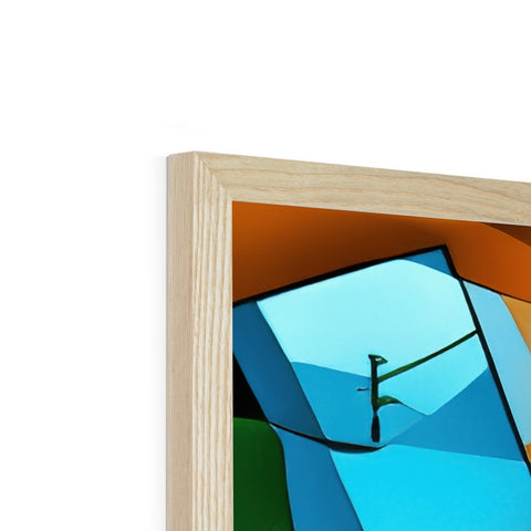A picture frame that is made up with colorful wood in a room with a mirror.