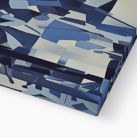 An open blue paper folded and folded gift box with three pieces of tissue.