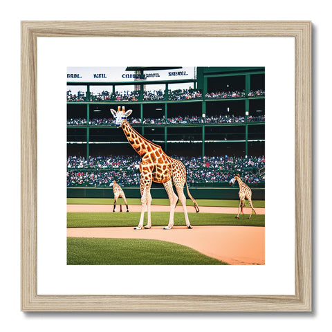 A giraffe is standing in the middle of field looking at a group of people.