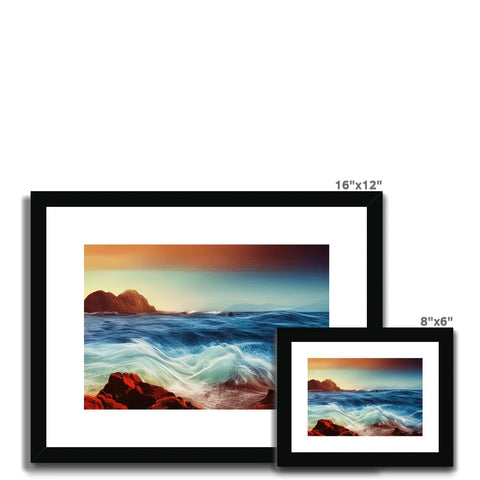 A picture frame on a wall with three different prints of seascape of water.