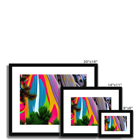 A view of four photos on a frame with several different shapes and colors.