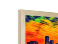 A picture frame made up of wood panels on top of a table with a picture of
