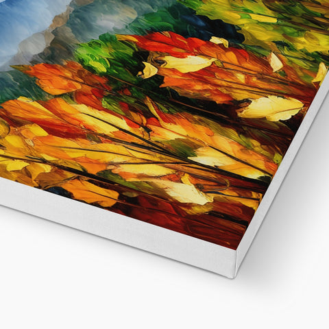 a colorful artwork print with fall leaves and flowers sitting on top of paper.