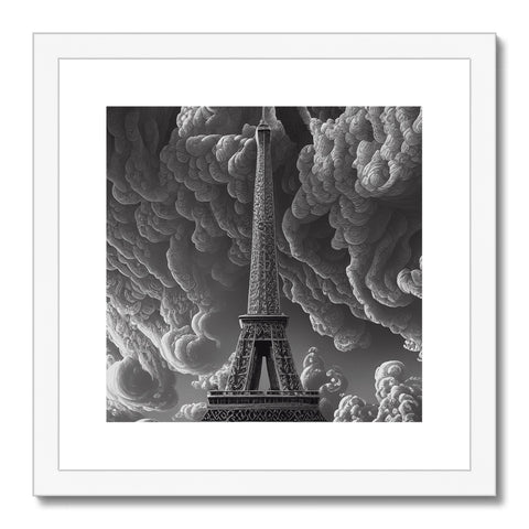 A painting of the Eiffel tower in Paris by Leonardo de Vinci photographed on