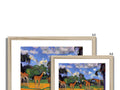The view is of four giraffe and three antelope looking in a tree through a