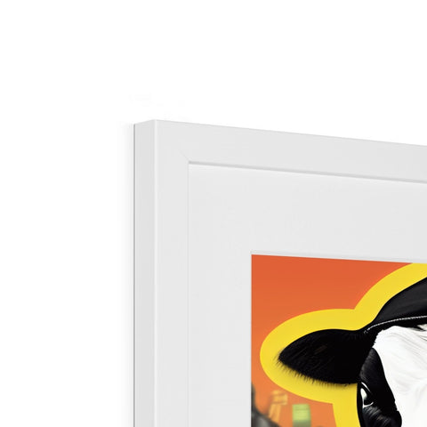 There is a picture of a toucan on a white frame of a framed copy of