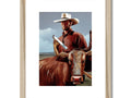 An art print of the world famous cowboy holding a stick of bull.