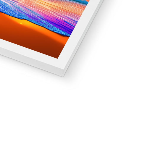 A picture of an ipad in an art frame on a white paper surface.