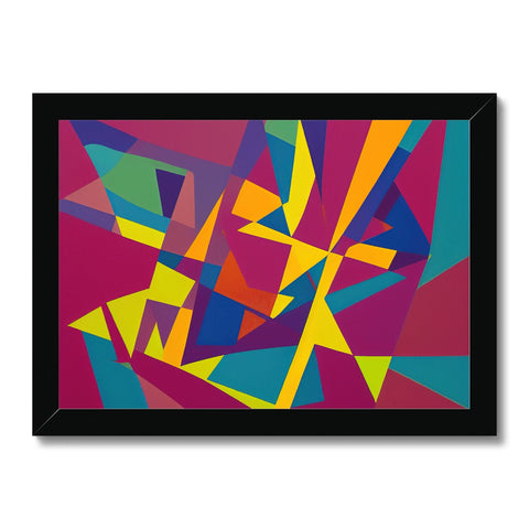 A colorful wall hanging with an abstract art print on it on one side of a large