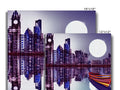 Group of photo cards with city skyline on canvas