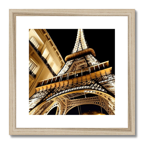 a photo of a golden eiffel tower on a wood frame with a large picture