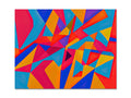 A kite that is a painting of an abstract design.