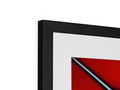 A view of a laptop TV monitor with a red triangle on it.
